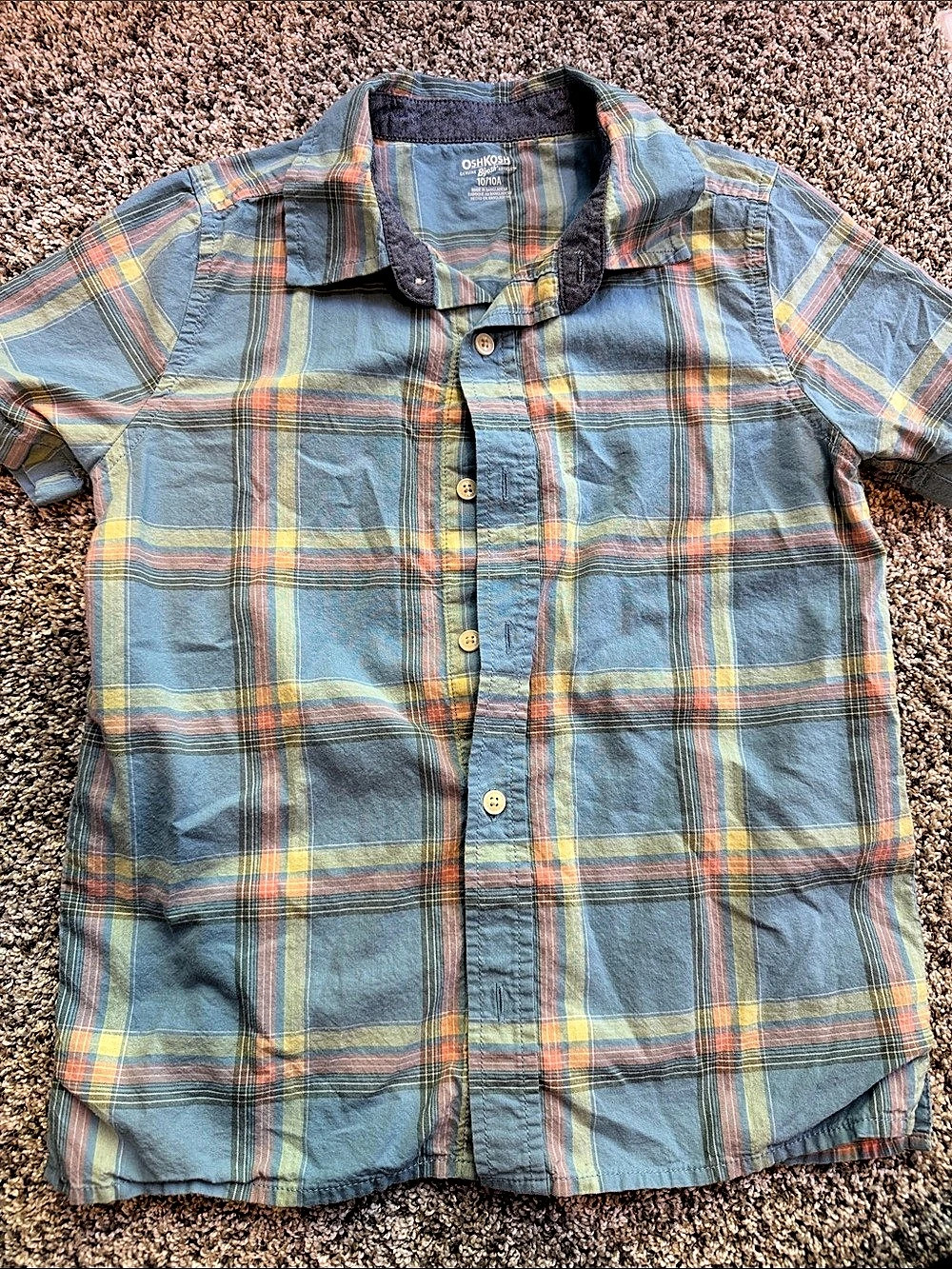 OshKosh Boys Plaid Button Down Shirt Size 10